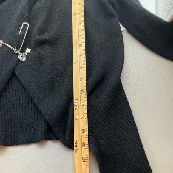 VTG Dinamita Black Cashmere Cardigan Dragon Beaded Asymmetric Goth Whimsy Y2K - Picture 9 of 13